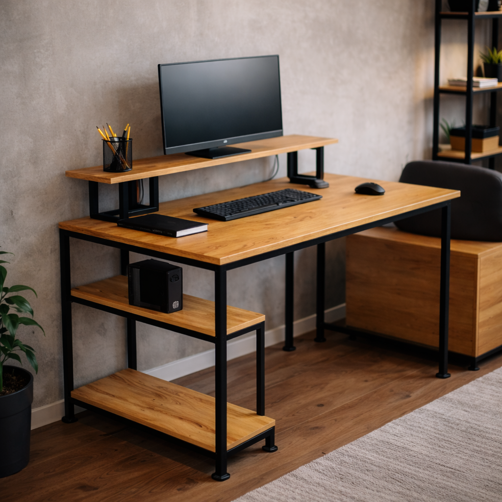 Рабочий стол с полками